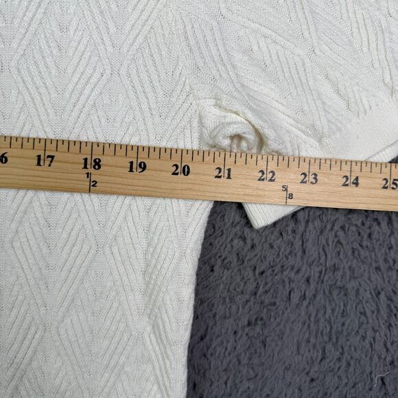 Abercrombie & Fitch Sweater Polo Shirt Mens L Cream Jacquard Knit Johnny Collar - Picture 5 of 7